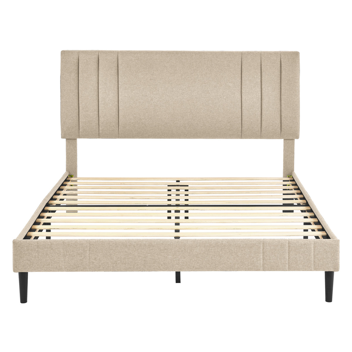 DeCoro Chicago Modern Tufted Upholstered Platform King Size Bed Frame, Linen