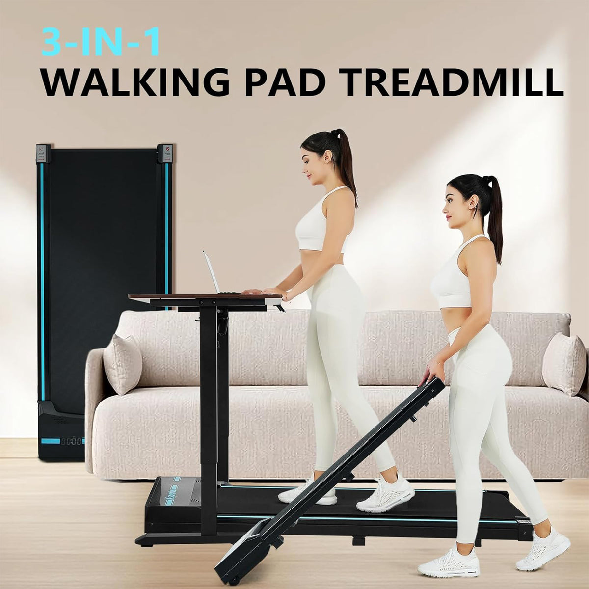 Ksports Under Desk Walking Pad Classic Treadmill with Wheels and Remote, (Used) - VMInnovations