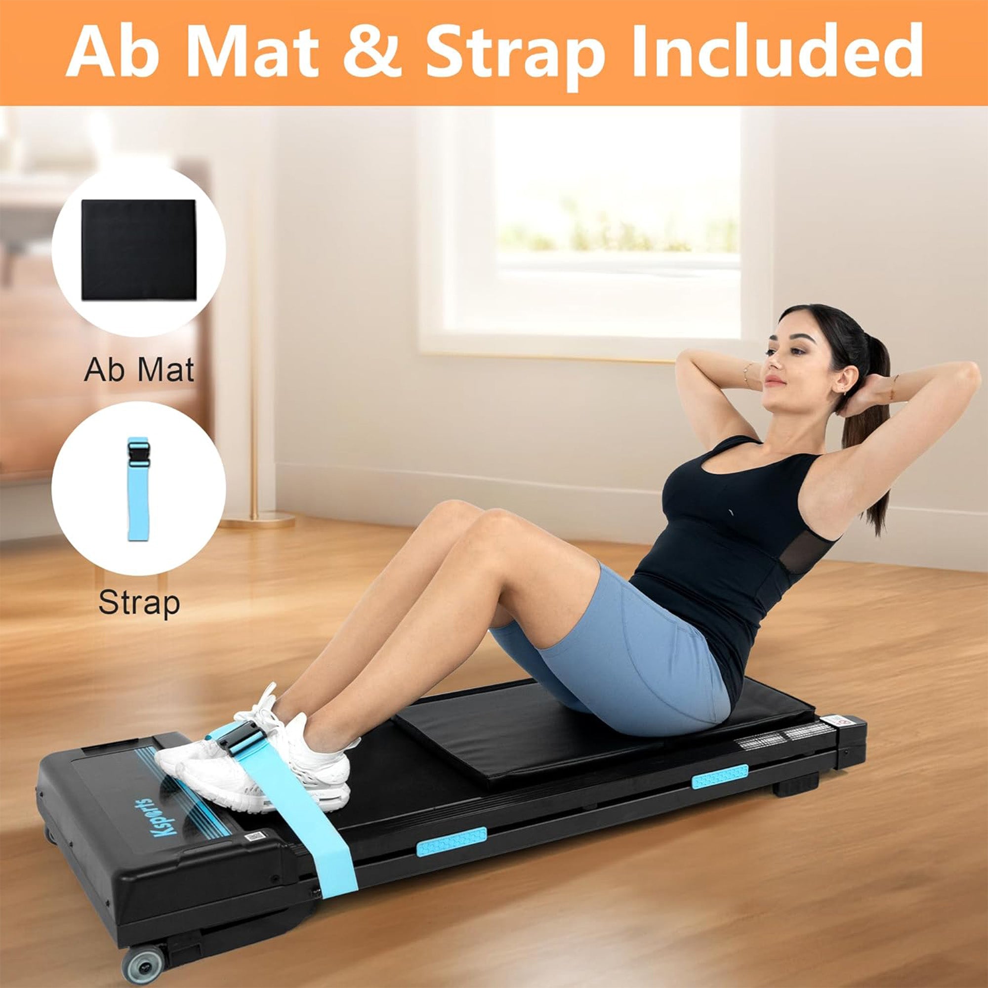 Ksports Under Desk Walking Pad Treadmill with Auto Incline and Wheels, 2.5 HP - VMInnovations