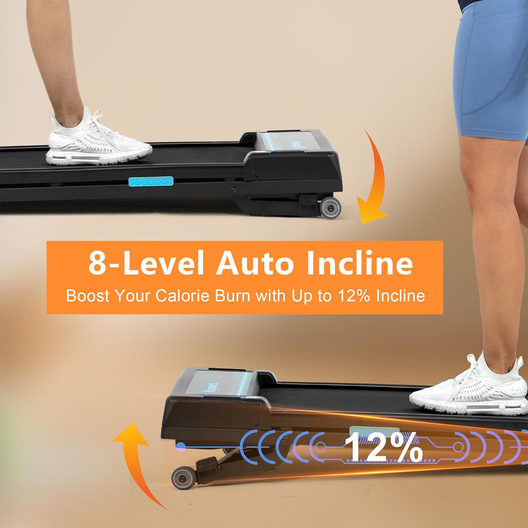 Ksports Under Desk Walking Pad Treadmill w/Auto Incline&Wheels, 2.5 HP(Open Box)