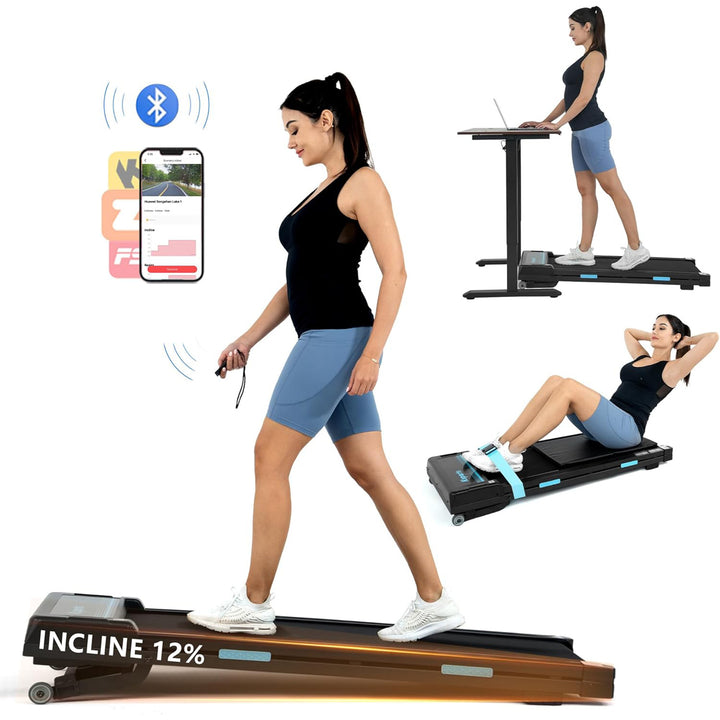 Ksports Under Desk Walking Pad Treadmill w/Auto Incline&Wheels, 2.5 HP(Open Box)