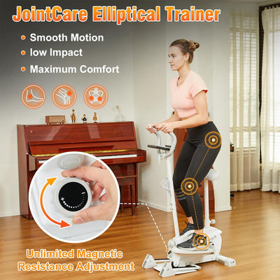 Ksports Mini Elliptical Machine with Seat, 3-Level Incline, & LED Display, White - VMInnovations