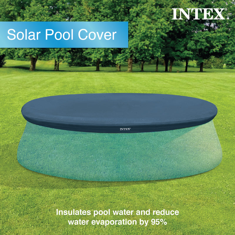 Intex Swim Center Round Inflatable Outdoor Swimming Lounge Pool with Pool Cover