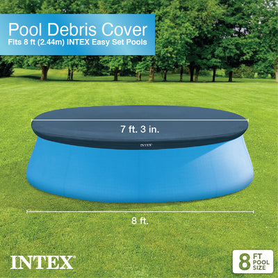 Intex 8' Easy Set Above Ground Swimming Pool Debris Vinyl Round Cover Tarp(Used)