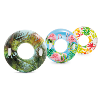 Intex 58263EP Groovy Color Inflatable Tropical Flower Transparent Tube Raft - VMInnovations