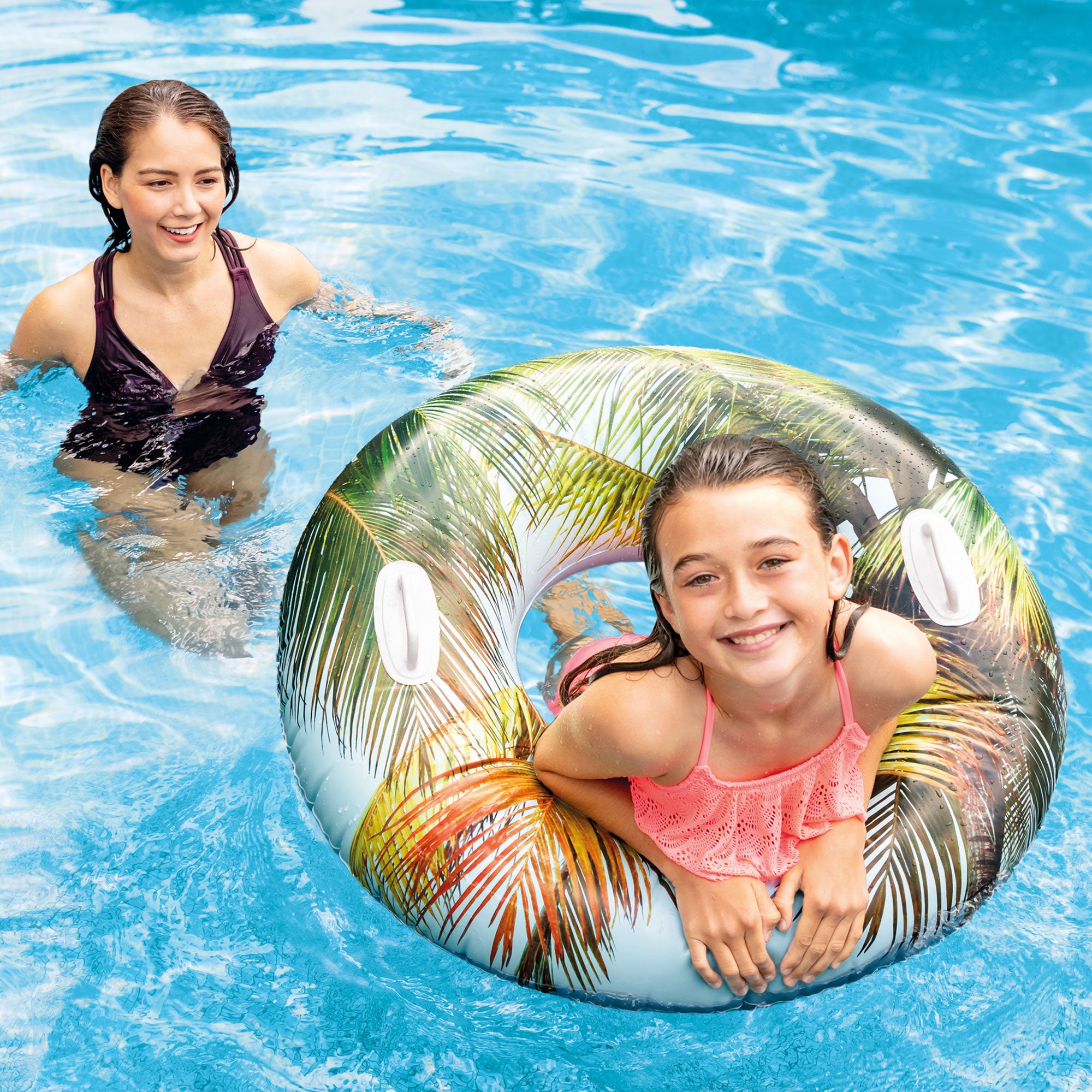 Intex 58263EP Groovy Color Inflatable Tropical Flower Transparent Tube Raft - VMInnovations