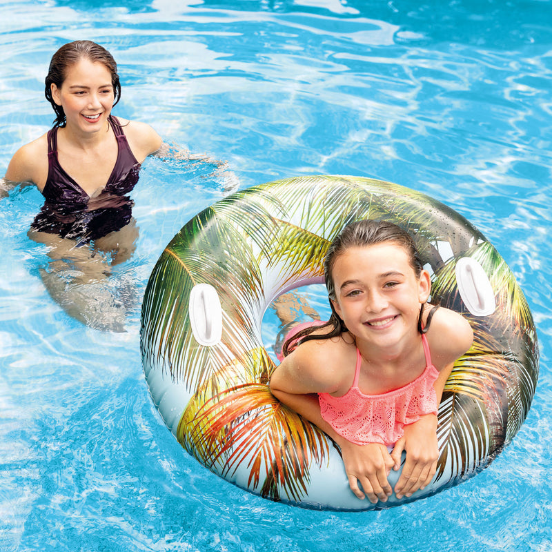 Intex Groovy Color Inflatable Tropical Flower Transparent Tube Raft (Used)