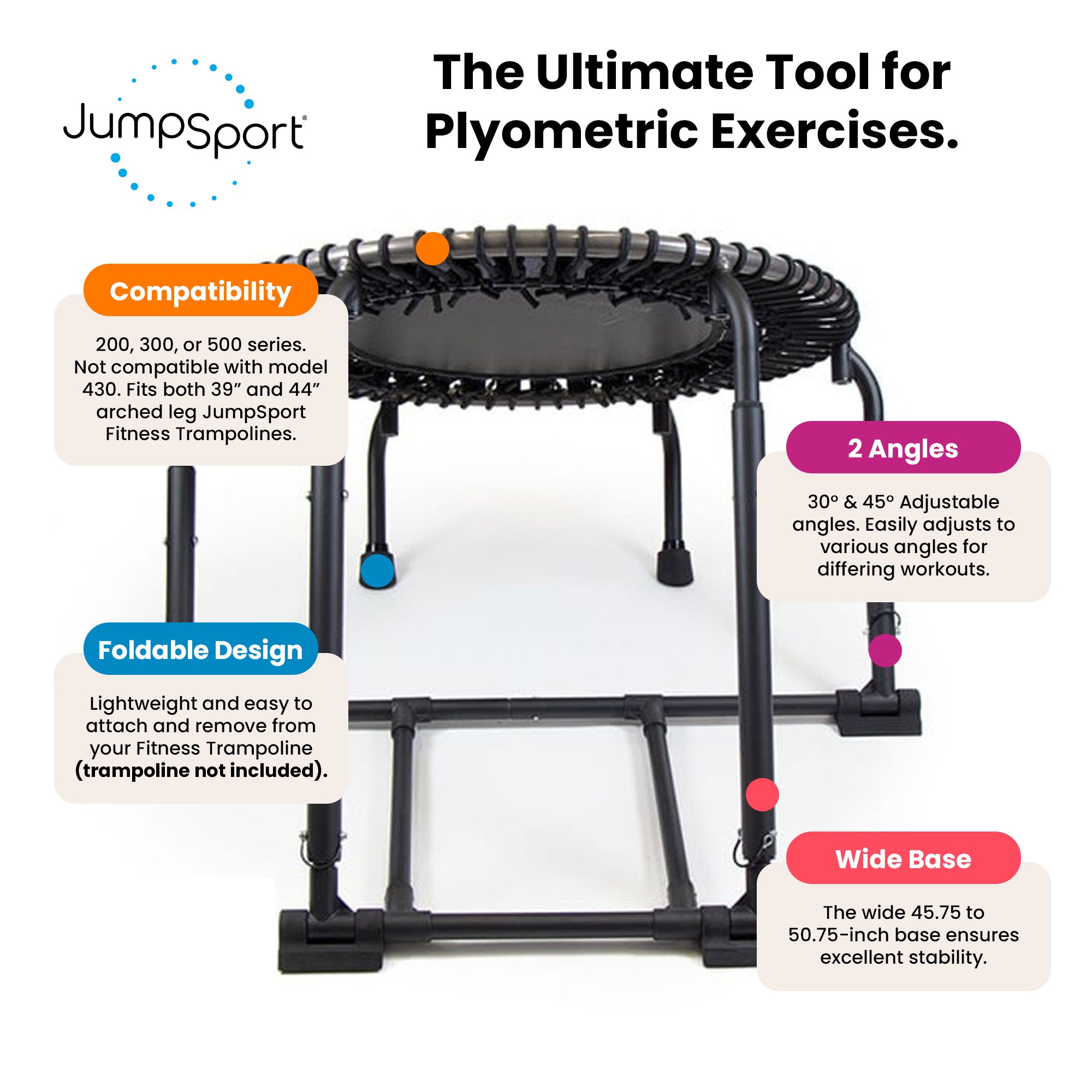 JumpSport PlyoFit PRO Adapter for 39" and 44" Fitness Trampolines, Home Gym Use - VMInnovations