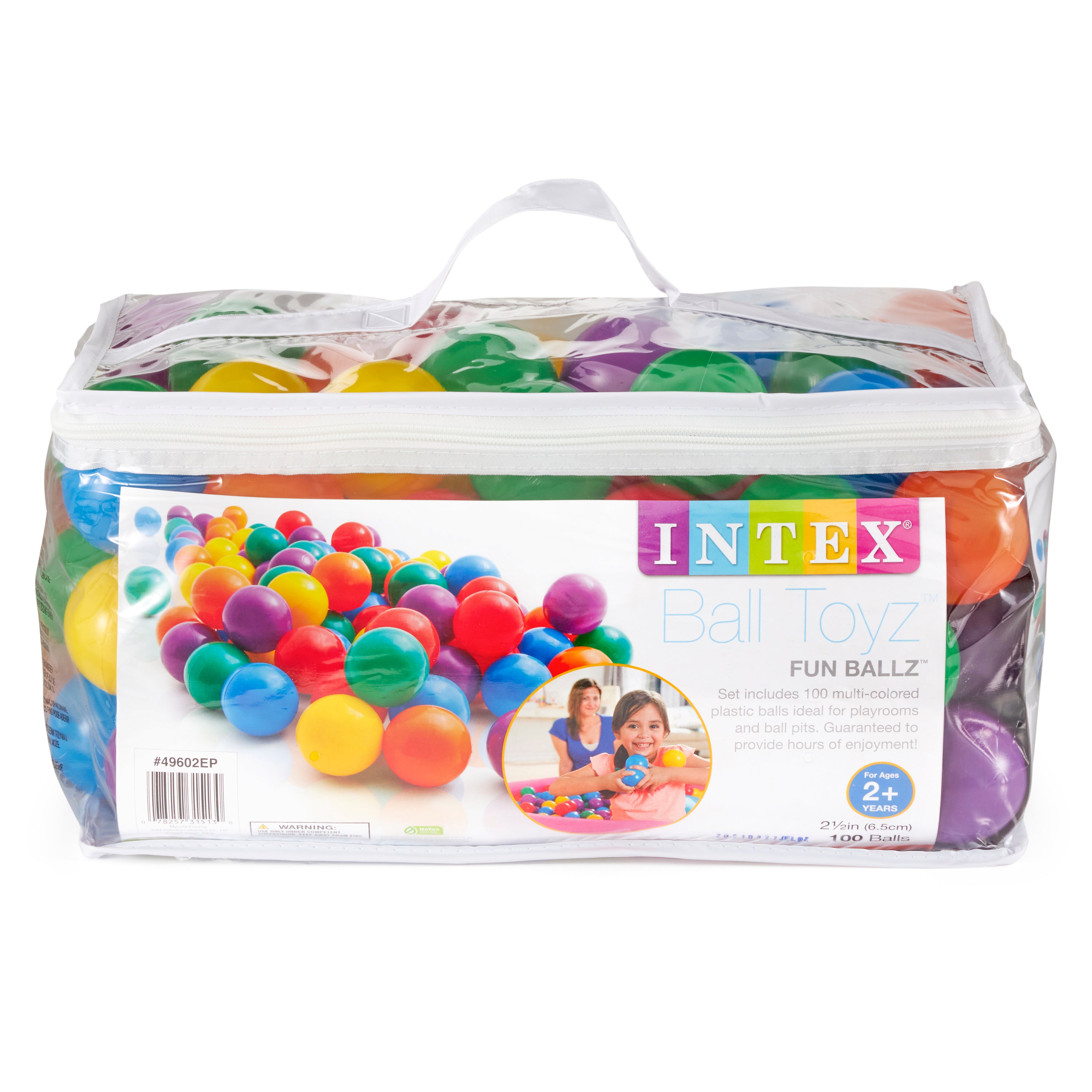 100-Pack Intex Small Plastic Multi-Colored Fun Ballz For A Ball Pit | 49602EP