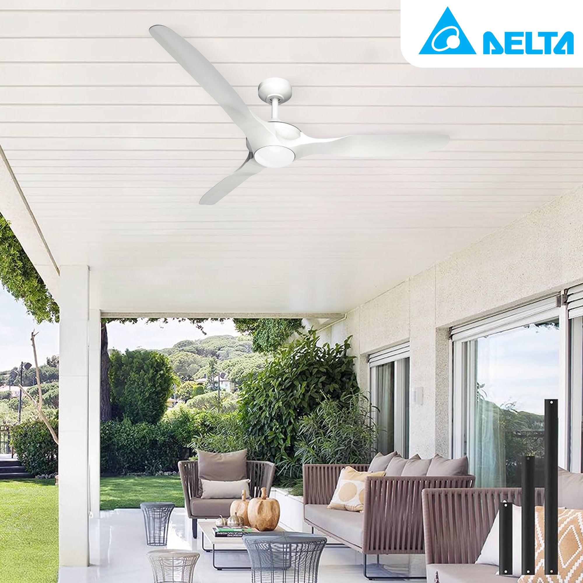 Delta Breez 52" Ceiling Fan with LED, Remote, Indoor/Outdoor, Benicia (Open Box) - VMInnovations