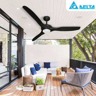 Delta Breez 52" Ceiling Fan with LED, Remote, Indoor/Outdoor, Benicia, Black - VMInnovations