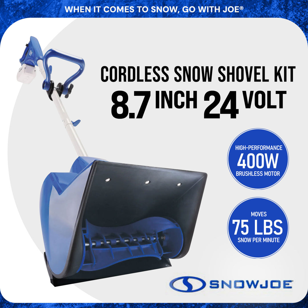 Snow Joe 24 Volt Snow Shovel Kit for Driveway Winter Snow Removal, Blue (Used)