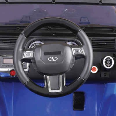 Snow Joe 24 Volt Ride On Car w/Snow Plow Scoop & Parental Remote, Blue(Open Box) - VMInnovations