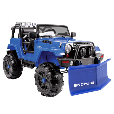 Snow Joe 24 Volt Ride On Car Toy with Snow Plow Scoop and Parental Remote, Blue