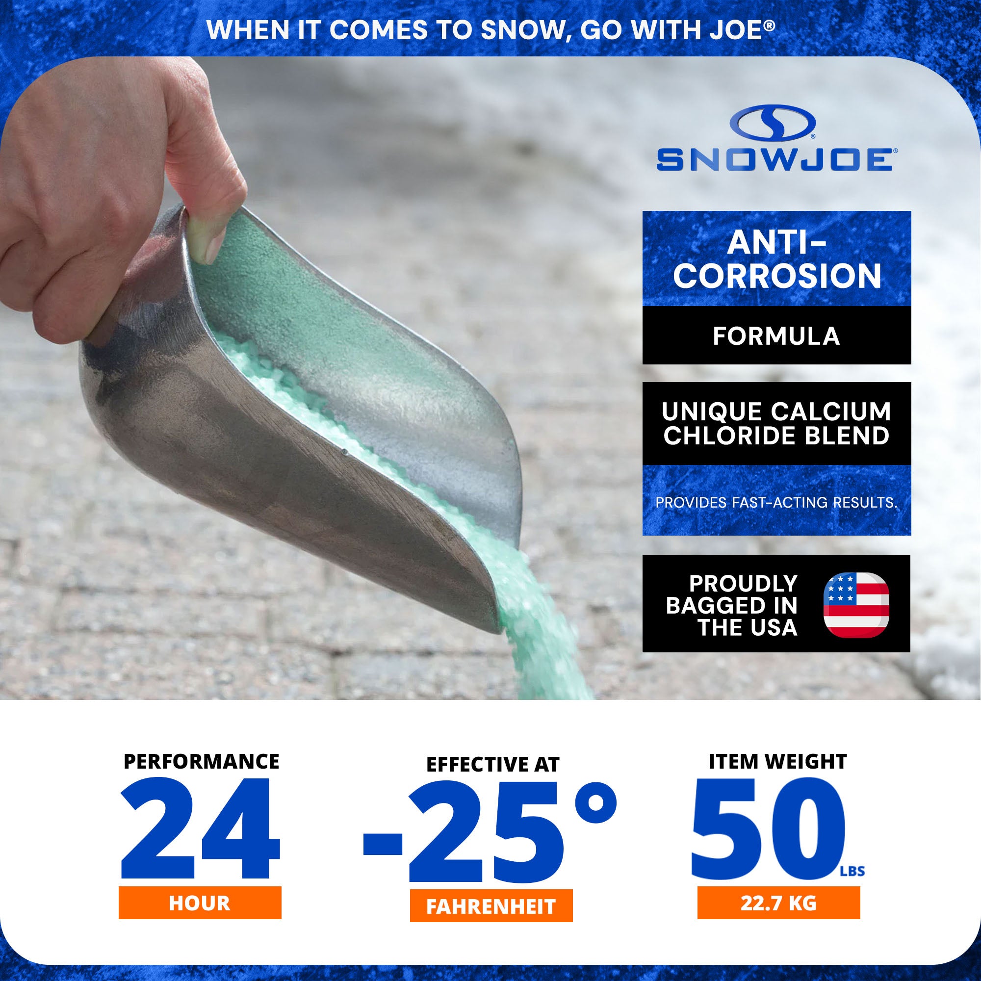 Blue Heat Ice Melt Pellets Deicer and Snow Removal for Driveway, 50 lb, 2 Pack