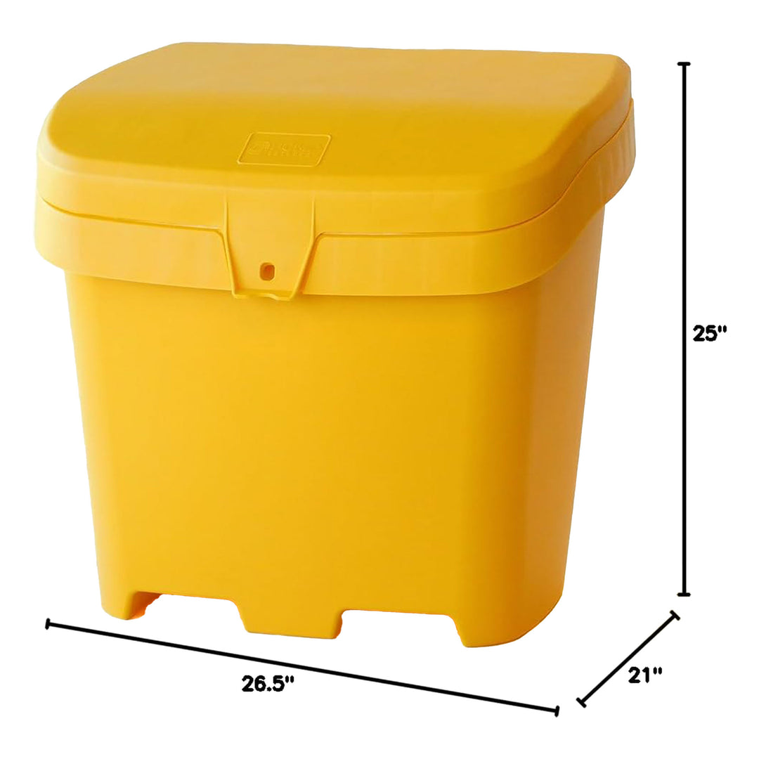 FCMP Outdoor 31 Gallon Salt & Sand Storage Box, Deck Container for Patio, Yellow