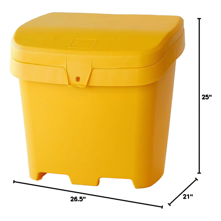FCMP Outdoor 31 Gallon Salt & Sand Storage Box, Deck Container for Patio, Yellow