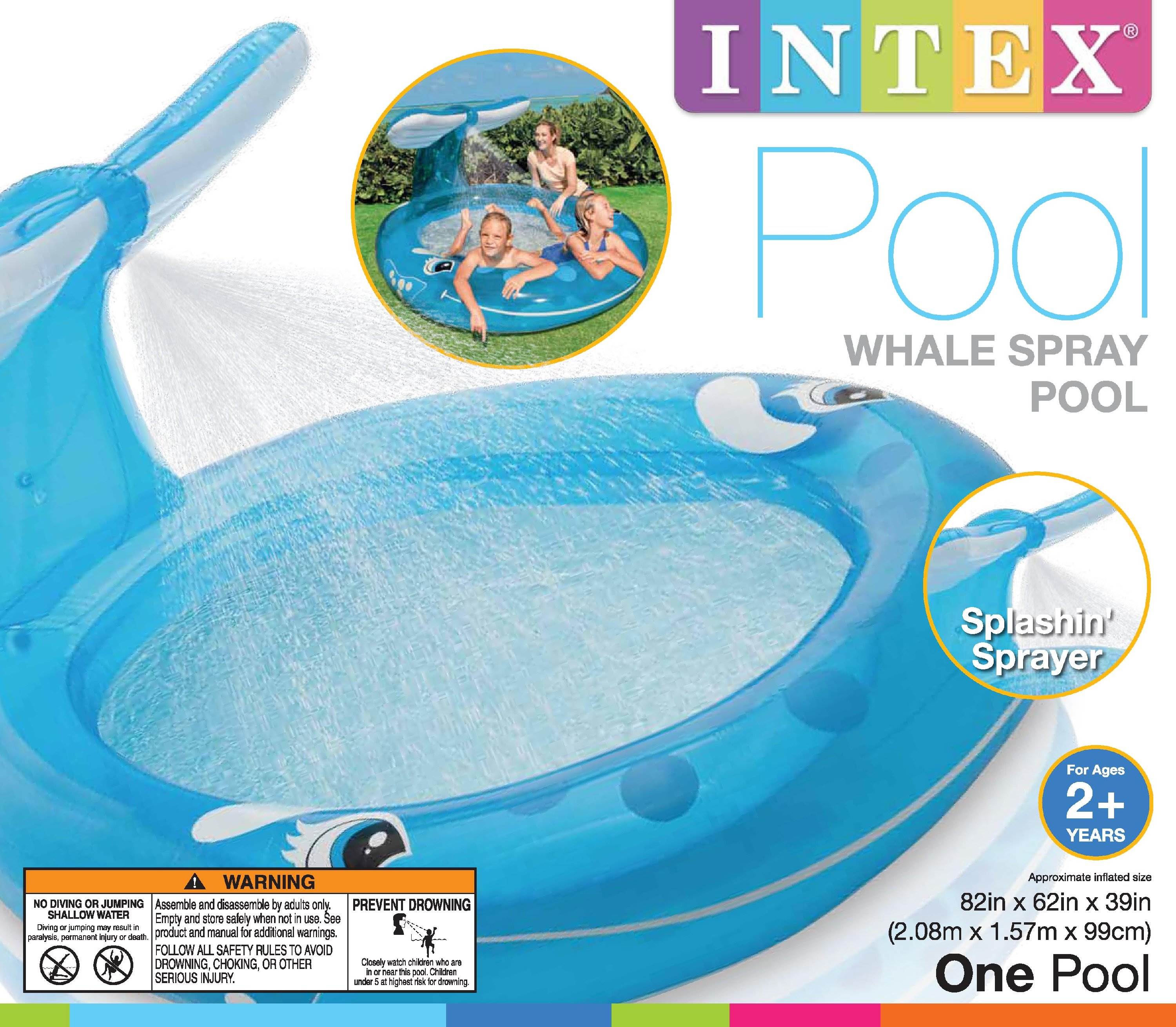 INTEX Inflatable Kids Spray Whale Swimming Spray Pool w/ Water Spout - Open Box - VMInnovations