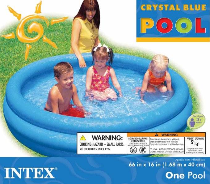 INTEX Crystal Blue Kids Outdoor Inflatable 66" Swimming Pool 58446EP - Open Box