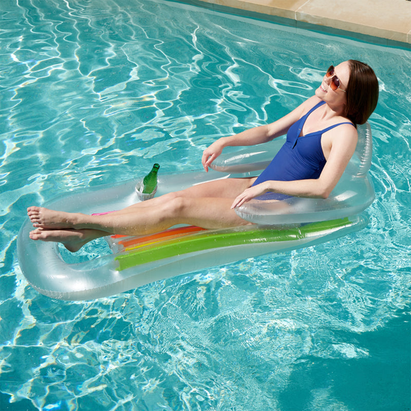 Intex King Kool Inflatable Lounging Swimming Pool Float, Multi-colored (Used)