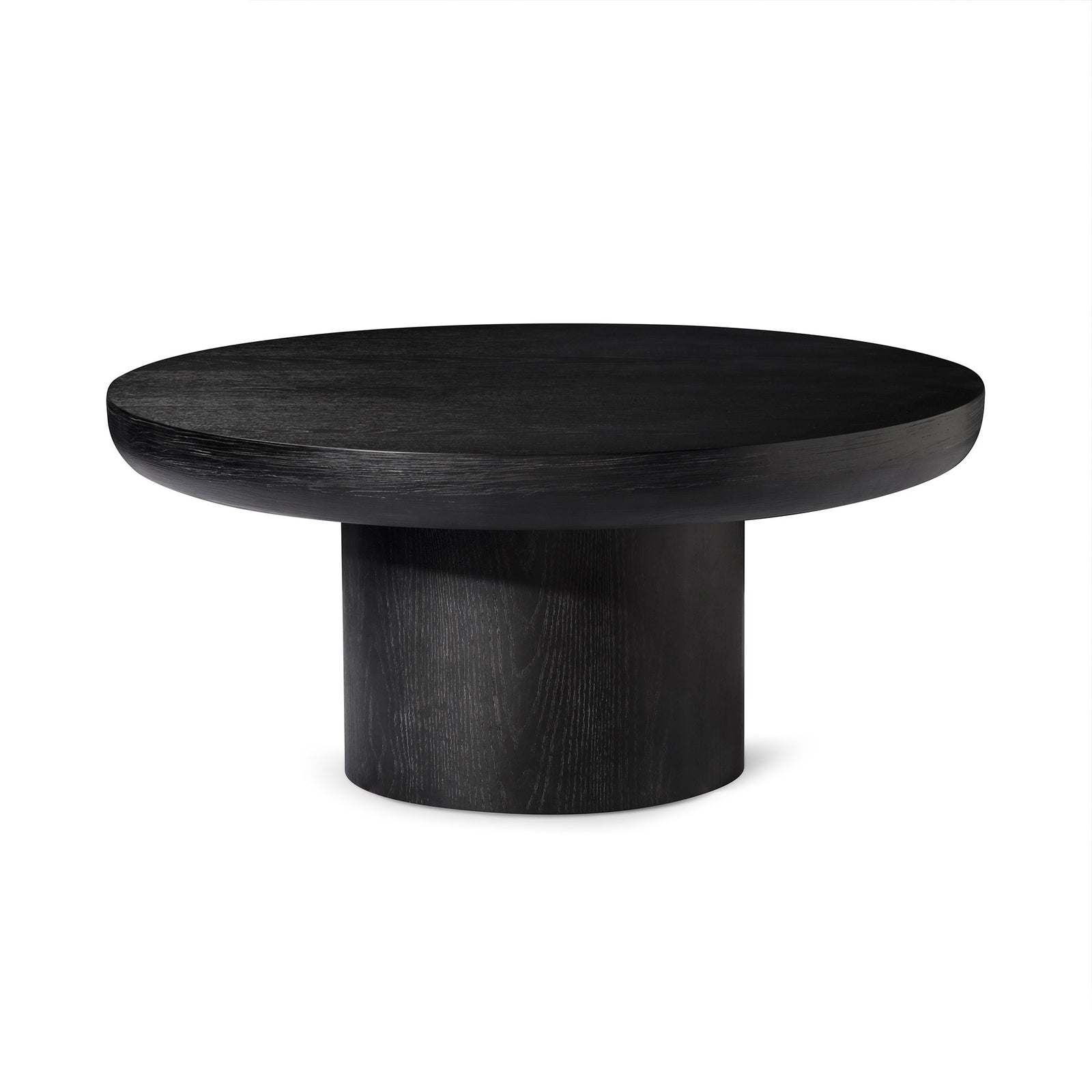 OWEN RUSTIC CIRCULAR WOODEN COFFEE TABLE IN AGED BLACK - VMInnovations
