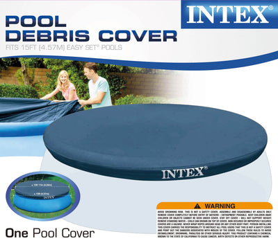 Intex 15’x42” Swimming Pool with Ladder & Pump (2 Pack) & 15’ Pool Debris Cover
