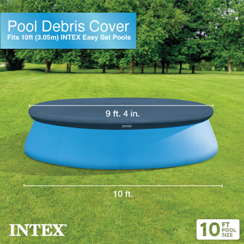 Intex 10 Foot Easy Set Round Above Ground Swimming Pool Debris Vinyl Cover, Blue