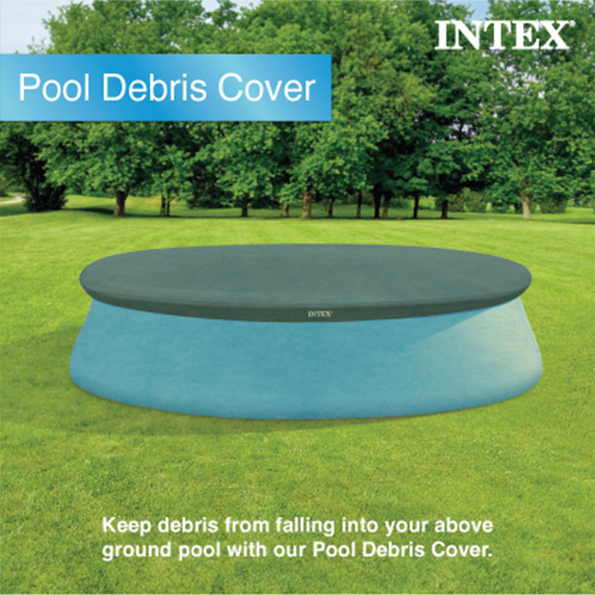 Intex 10 Foot Easy Set Round Above Ground Swimming Pool Debris Vinyl Cover, Blue - VMInnovations