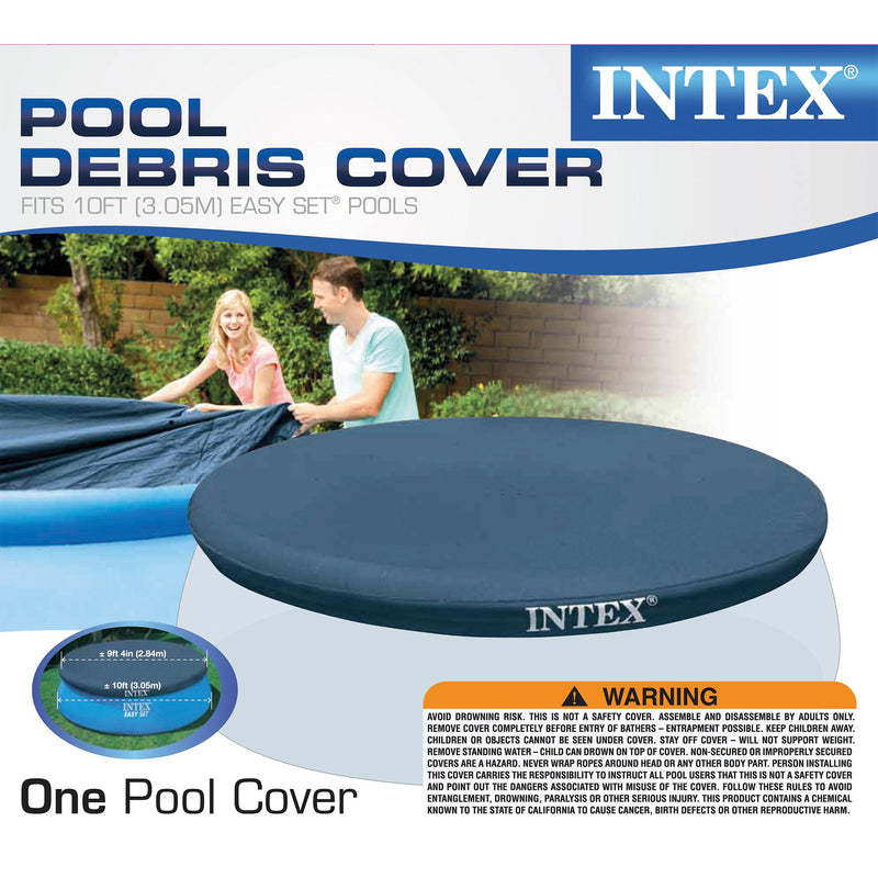 Intex 10 Ft Easy Set Round Above Ground Pool Vinyl Debris Cover, Blue (Open Box)