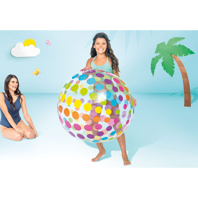 Intex Jumbo Inflatable Glossy Big Polka-Dot Colorful Giant Beach Ball (Open Box) - VMInnovations