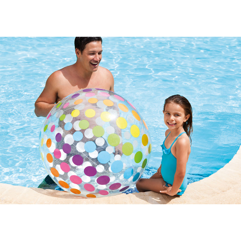 Intex Jumbo Inflatable Glossy Big Polka-Dot Colorful Giant Beach Ball (Open Box)