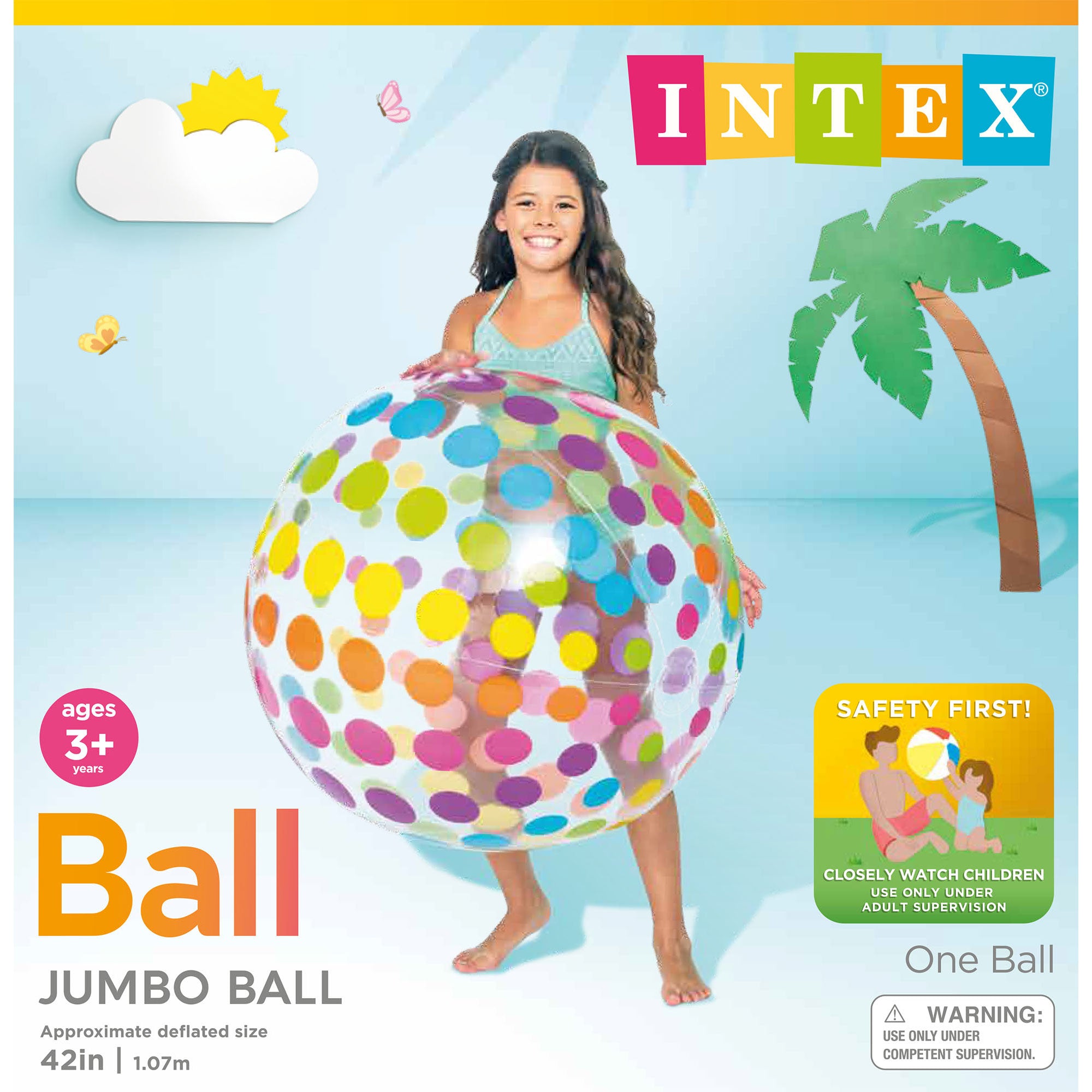 Intex Jumbo Inflatable Glossy Big Polka-Dot Colorful Giant Beach Ball (Open Box) - VMInnovations