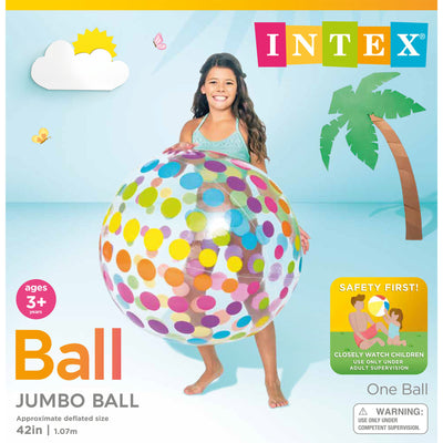 Intex Jumbo Inflatable Glossy Big Polka-Dot Colorful Giant Beach Ball (Open Box) - VMInnovations