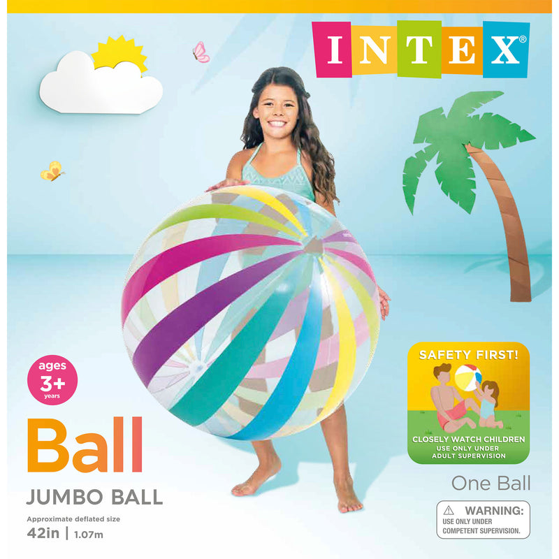 Intex Jumbo Inflatable Glossy Big Polka-Dot Colorful Giant Beach Ball (Open Box)