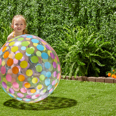 Intex Jumbo Inflatable Glossy Big Polka-Dot Colorful Giant Beach Ball (Open Box)