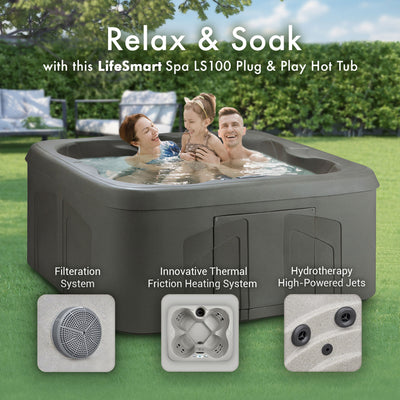 LifeSmart 4 Person Inflatable Hot Tub Spa, Side Step for Square & Round Hot Tubs