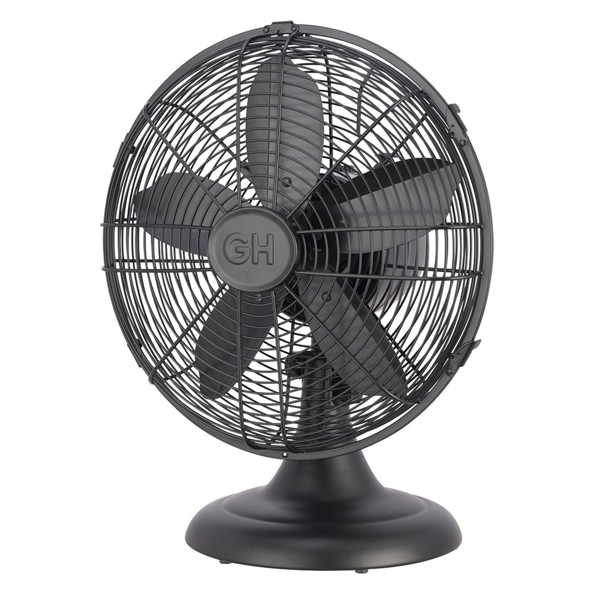 Good Housekeeping All-Metal Oscillating Retro Desk Fan, 12", Black (Open Box) - VMInnovations