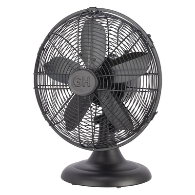 Good Housekeeping All-Metal Oscillating Retro Desk Fan, 12", Black (Open Box)