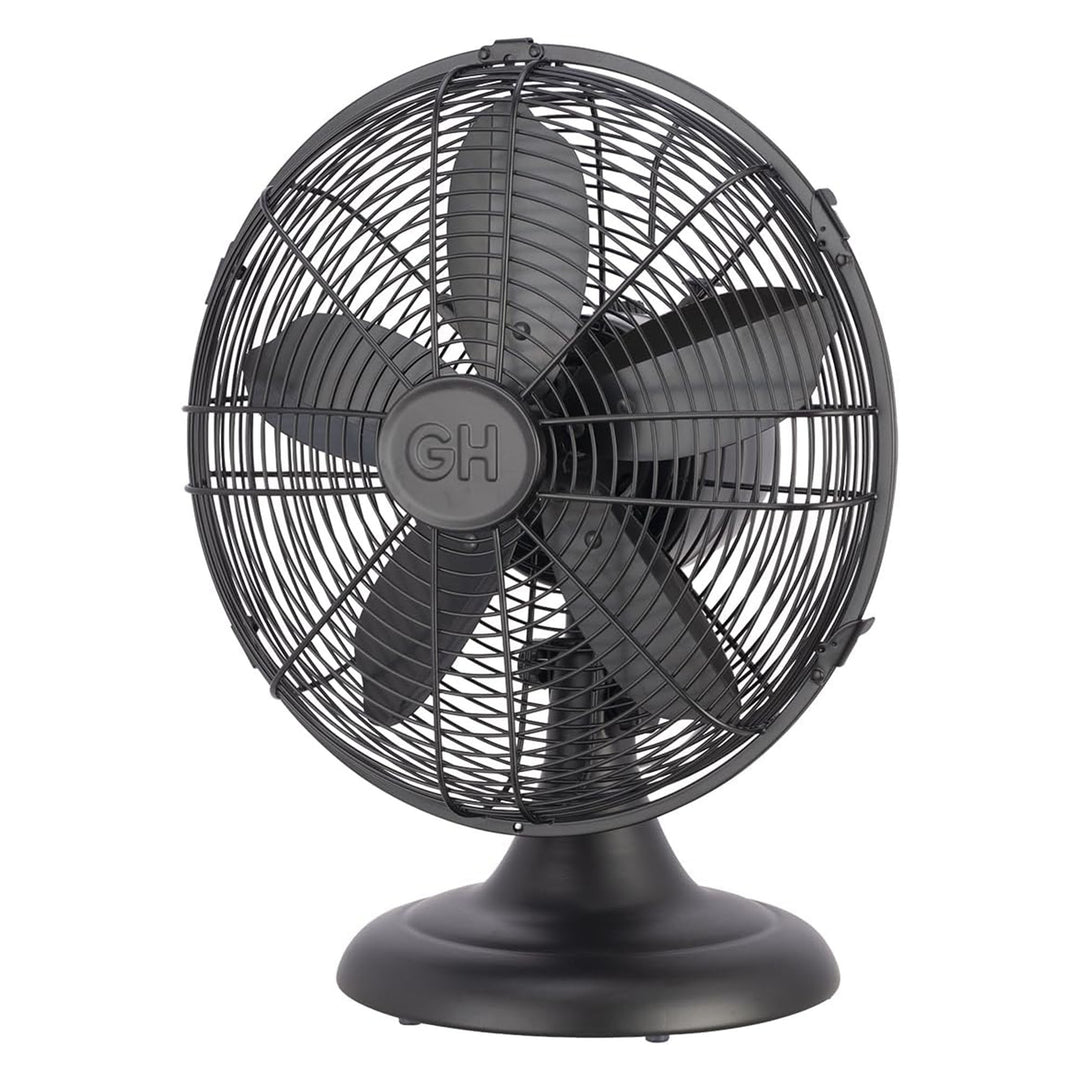 Good Housekeeping All-Metal Oscillating Retro Desk Fan, 12", Black (Open Box)