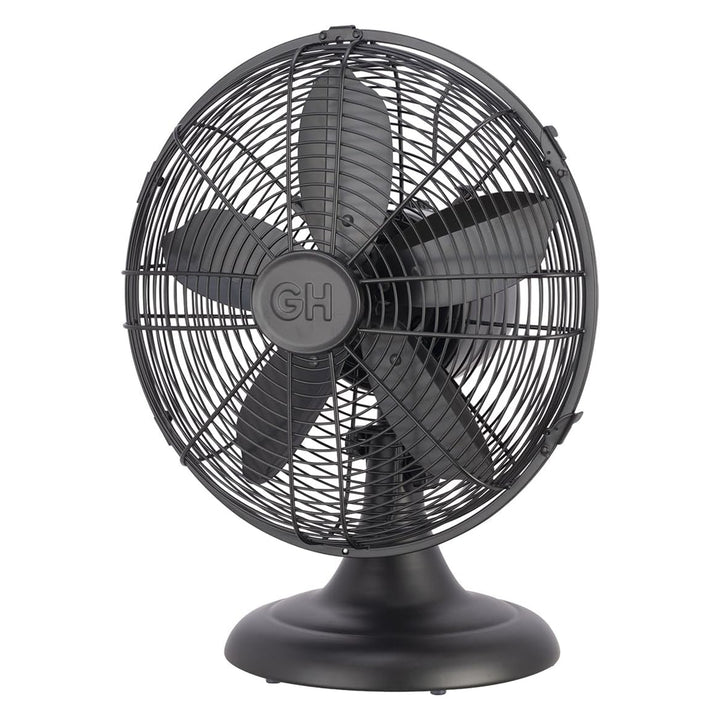 Good Housekeeping All-Metal Oscillating Retro Desk Fan, 12", Black (Open Box)