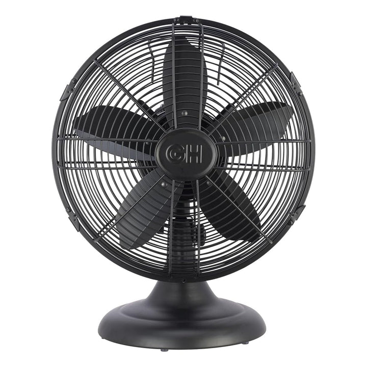 Good Housekeeping All-Metal Oscillating Retro Desk Fan, 12", Black (Open Box)