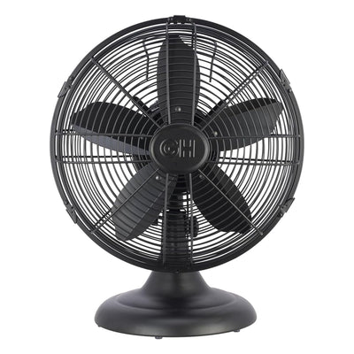 Good Housekeeping All-Metal Oscillating Retro Desk Fan, 12", Black (Open Box)