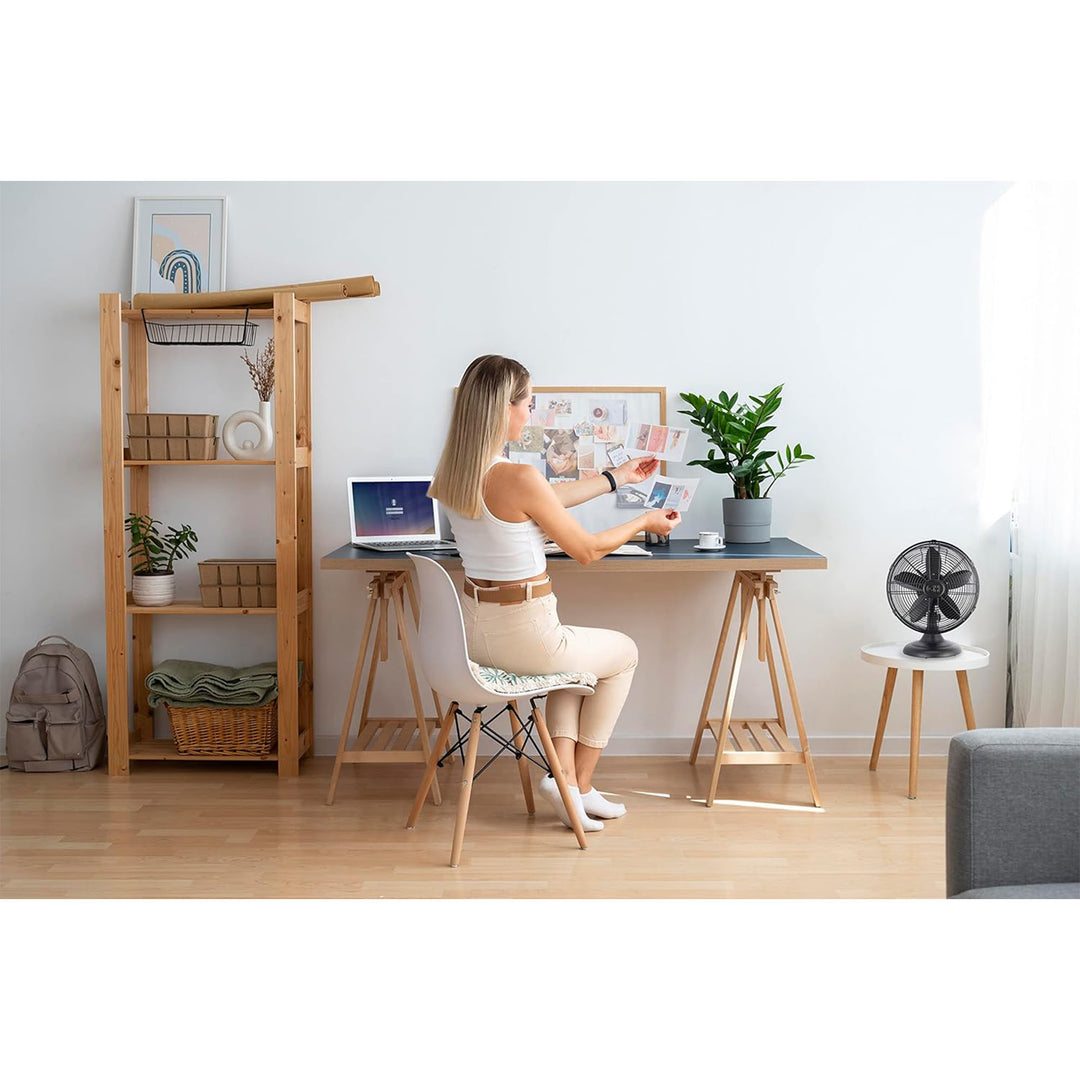 Good Housekeeping All-Metal Oscillating Retro Desk Fan, 12", Black (Open Box) - VMInnovations