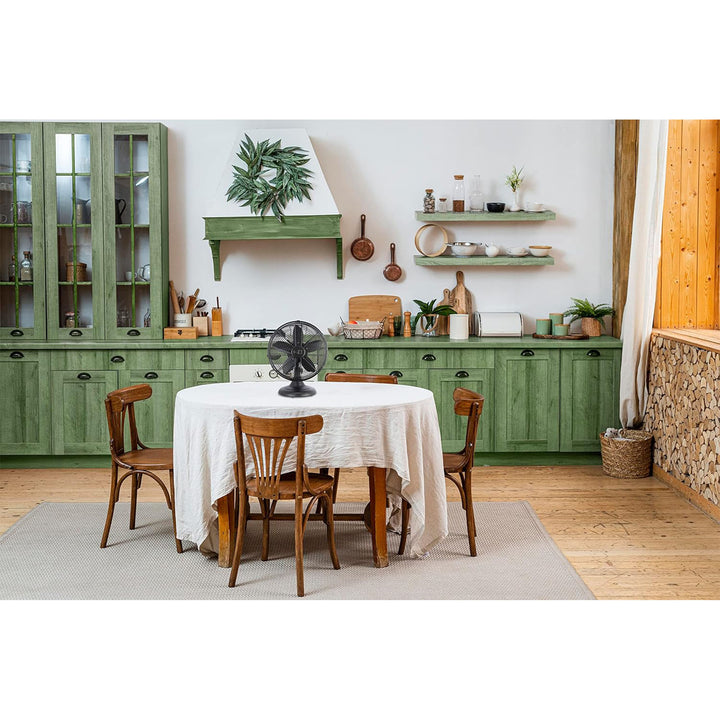 Good Housekeeping All-Metal Oscillating Retro Desk Fan, 12", Black (Open Box) - VMInnovations