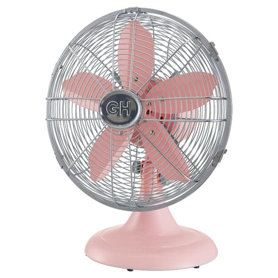 Good Housekeeping All-Metal Oscillating Retro Desk Table Fan, 12 Inch, Pink - VMInnovations