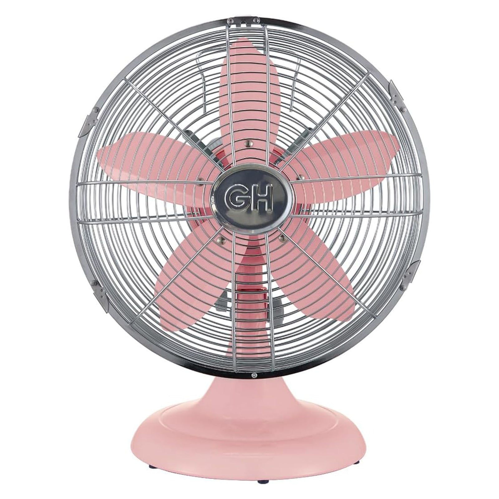 Good Housekeeping All-Metal Oscillating Retro Desk Table Fan, 12 Inch, Pink - VMInnovations