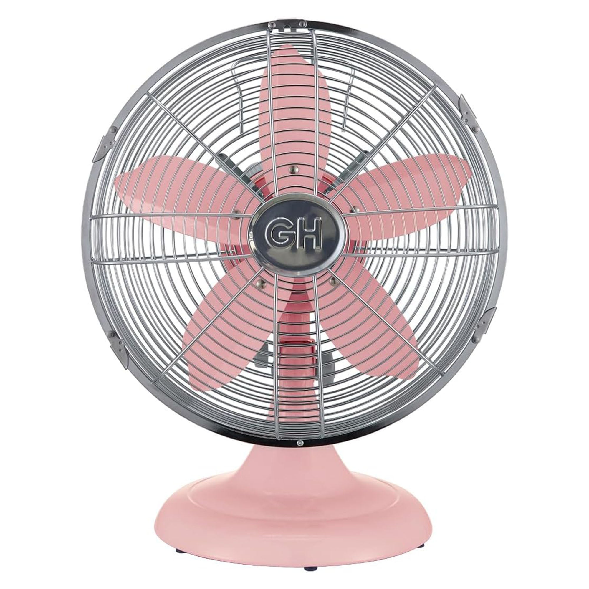 Good Housekeeping All-Metal Oscillating Retro Desk Table Fan, 12 Inch, Pink - VMInnovations