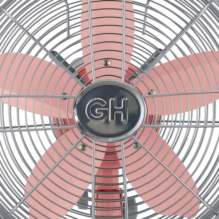 Good Housekeeping All-Metal Oscillating Retro Desk Table Fan, 12 Inch, Pink