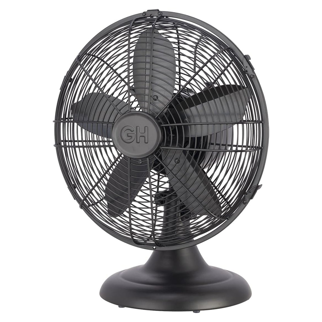 Good Housekeeping All-Metal Oscillating Retro Desk Fan, 12 Inch, Breezewave