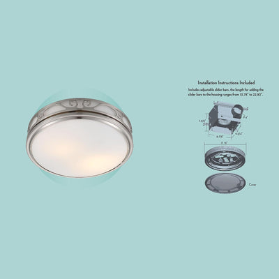 Good Housekeeping Roman Bathroom Ventilation Fan with Light, Nickel (Open Box)